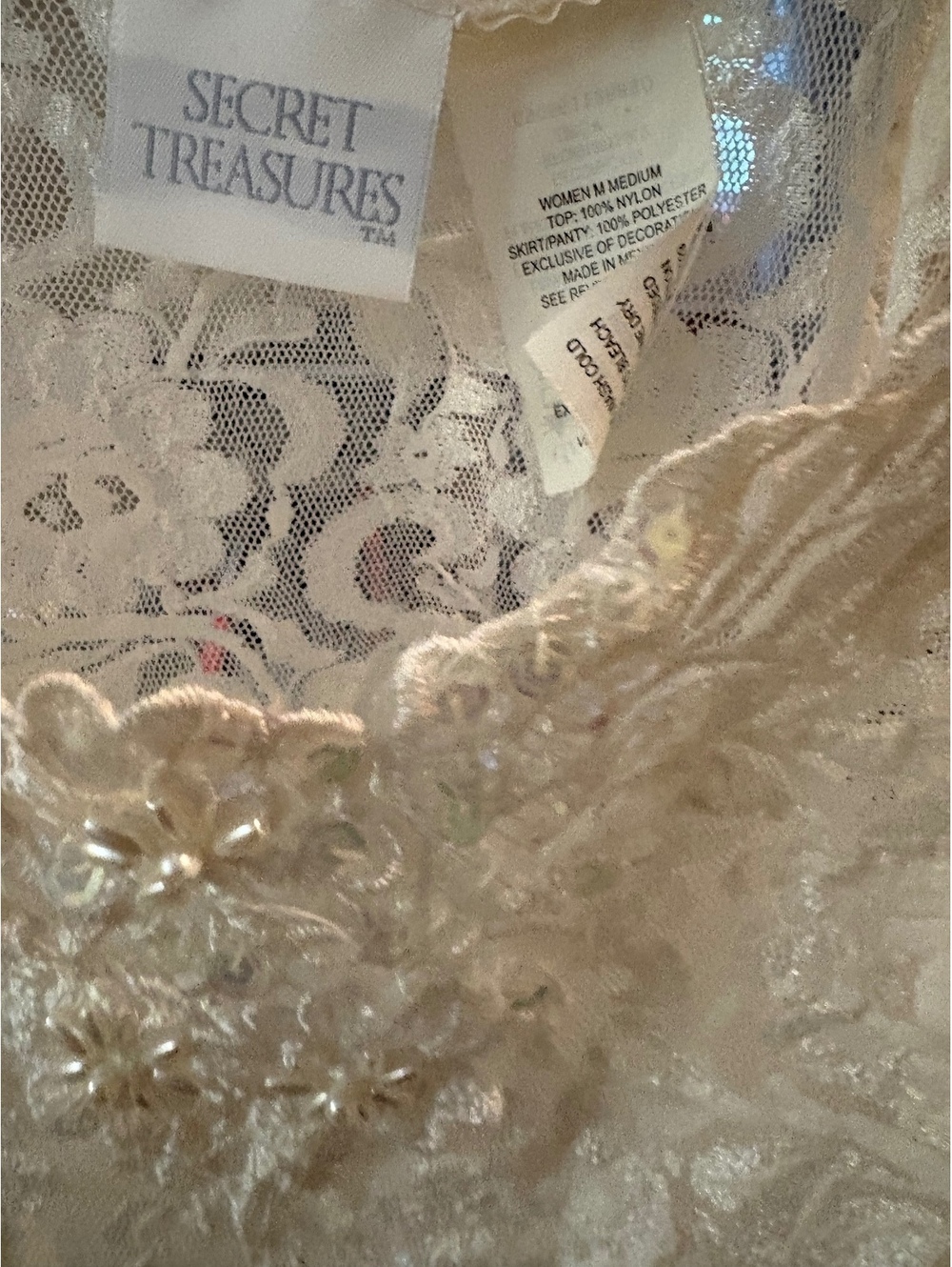 Vintage Secret Treasures Ivory Lace Satin Slip Dress - Medium - Picture 4 of 4